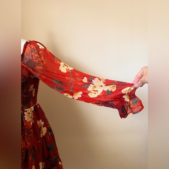 Patrons of Peace Deep Red floral dress in size S - Picture 8 of 8